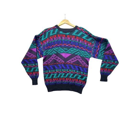 Meister Other - Coogi style Vintage Meister Wool Blend Abstract Geometric Knit Sweater XL‎ retro